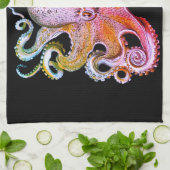 航海のな海のタコの装飾の台所タオルのピンク キッチンタオル (折り畳み)