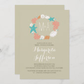 航海のな海のリースのビーチのブライダルシャワーの招待 招待状 (正面/裏面)