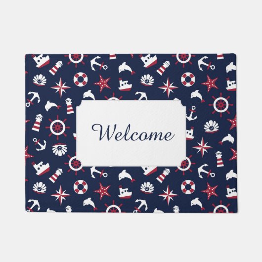 航海のな海パターン|はあなたの文字を加えます ドアマット (正面)
