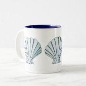 航海のな海岸の貝 ツートーンマグカップ (正面左)