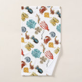 航海のな海老化する珊瑚モンスターパターンヴィンテージ バスタオルセット (ハンドタオル)