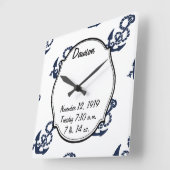 航海のな海軍いかりパターン スクエア壁時計 (傾斜)