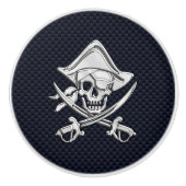 航海のな海軍カーボン繊維のプリントのクロム海賊 セラミックノブ (正面)