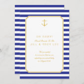 航海のな海軍及び金ゴールドの妊娠の発表 案内状 (正面/裏面)