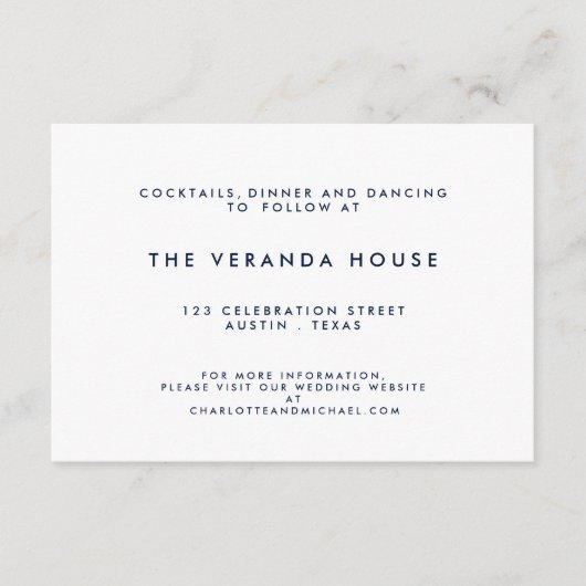 航海のな海軍|白のストライプのモダンな結婚式の挿入物 エンクロージャーカード (正面)