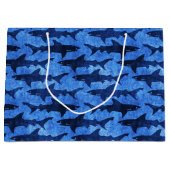 航海のな深く青い海の鮫の学校 ラージペーパーバッグ (正面)