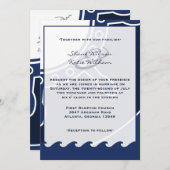 航海のな濃紺および白の結婚式招待状 招待状 (正面/裏面)