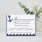 航海のな濃紺および白のrsvp 3メニュー選択 出欠カード (スタンド正面)