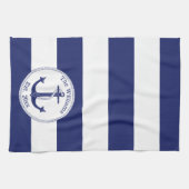 航海のな濃紺そして白いストライプの キッチンタオル (横)