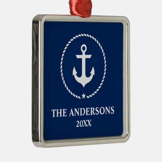航海のな濃紺のいかりの名前年 メタルオーナメント (右)