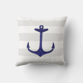 航海のな濃紺のいかりの灰色白のストライプ クッション (裏面)