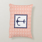 航海のな濃紺のいかりの珊瑚のピンクの波 アクセントクッション (裏面(縦))