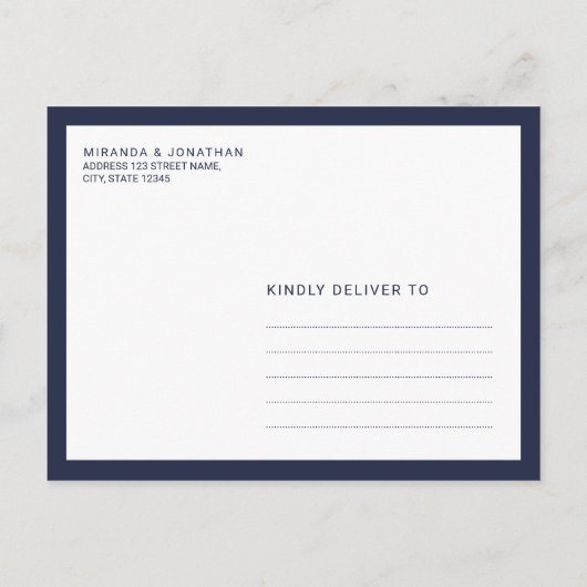 航海のな濃紺のいかりの結婚式の保存日付 案内ポストカード (裏面)