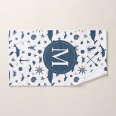 航海のな濃紺のクジラのイルカのいかり バスタオルセット (ハンドタオル)