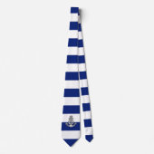 航海のな濃紺のストライプのクロムライフセーバー ネクタイ (正面)