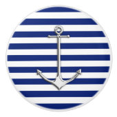 航海のな濃紺のストライプのプリントのクロムいかり セラミックノブ (正面)