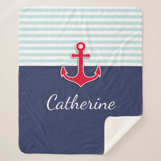 航海のな濃紺の赤いいかりはカスタム設計します シェルパブランケット (正面)