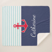 航海のな濃紺の赤いいかりはカスタム設計します シェルパブランケット (正面(横))