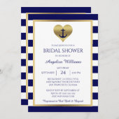 航海のな濃紺または白のブライダルシャワー招待状 招待状 (正面/裏面)