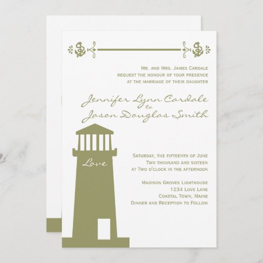 航海のな灯台いかりの賢人の結婚式招待状 招待状 (正面/裏面)