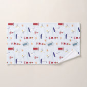 航海のな灯台の帆ボートパターン バスタオルセット (ハンドタオル)