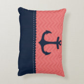 航海のな珊瑚のピンクの濃紺のいかりの名前をカスタムする アクセントクッション (裏面(縦))