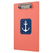 航海のな珊瑚の水玉模様パターン濃紺のいかり クリップボード (左)