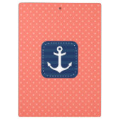 航海のな珊瑚の水玉模様パターン濃紺のいかり クリップボード (裏面)