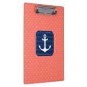 航海のな珊瑚の水玉模様パターン濃紺のいかり クリップボード (右)