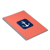 航海のな珊瑚の水玉模様パターン濃紺のいかり ノートブック (右側)