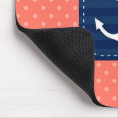 航海のな珊瑚の水玉模様パターン濃紺のいかり マウスパッド (コーナー)