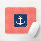 航海のな珊瑚の水玉模様パターン濃紺のいかり マウスパッド (マウス)