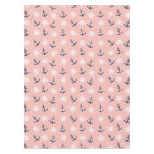 航海のな珊瑚の濃紺のいかりおよび車輪パターン テーブルクロス (正面)