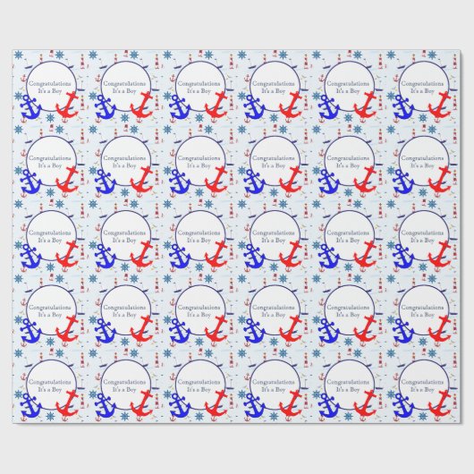 航海のな男の赤ちゃんのシャワー ラッピングペーパー (フラット)