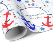 航海のな男の赤ちゃんのシャワー ラッピングペーパー (ロールコーナー)