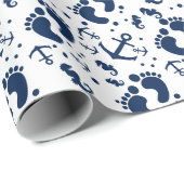 航海のな男の赤ちゃんの青パターン ラッピングペーパー (ロールコーナー)