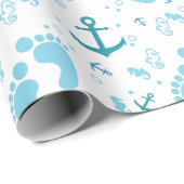 航海のな男の赤ちゃんの青パターン ラッピングペーパー (ロールコーナー)