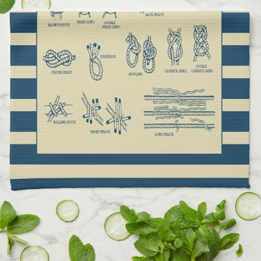 航海のな結び目のヴィンテージの図表はとの縞で飾ります キッチンタオル (折り畳み)