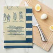 航海のな結び目のヴィンテージの図表はとの縞で飾ります キッチンタオル (四つ折り)