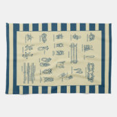 航海のな結び目のヴィンテージの図表はとの縞で飾ります キッチンタオル (横)