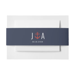 航海のな結婚式のためのいかりのモノグラム 招待状ベリーバンド