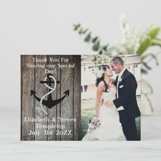 航海のな結婚式の写真のサンキューカード サンキューカード (スタンド正面)