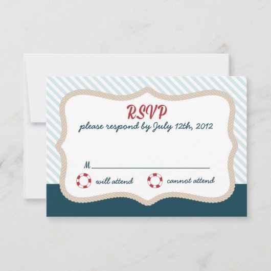 航海のな結婚RSVP 出欠カード (正面)