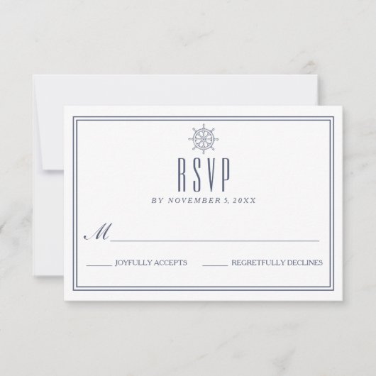 航海のな結婚RSVP 出欠カード (正面)
