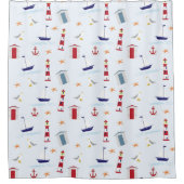 航海のな航行ボートの灯台ビーチ小屋パターン シャワーカーテン (正面)