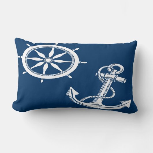 航海のな船のいかりは車輪のLumbarの枕を出荷します ランバークッション (正面)