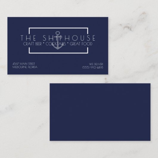 航海のな船の濃紺のレストランのバービジネス 名刺 (正面/裏面)