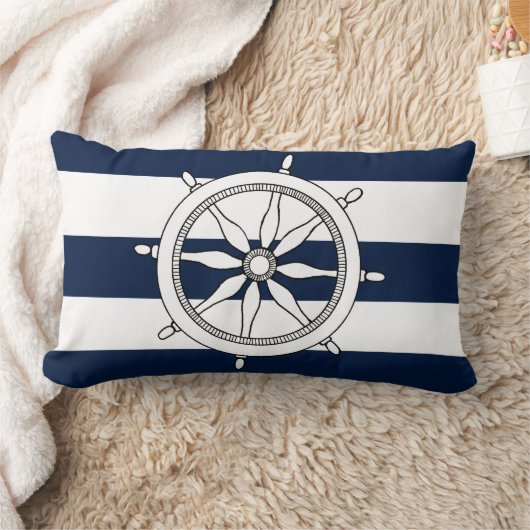 航海のな船の車輪のLumbarの枕 ランバークッション (ブランケット)