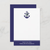 航海のな花|の濃紺の花のいかり サンキューカード (正面/裏面)