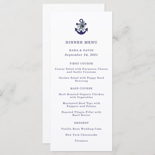 航海のな花|海軍花のいかりの結婚式メニュー メニュー (正面/裏面)